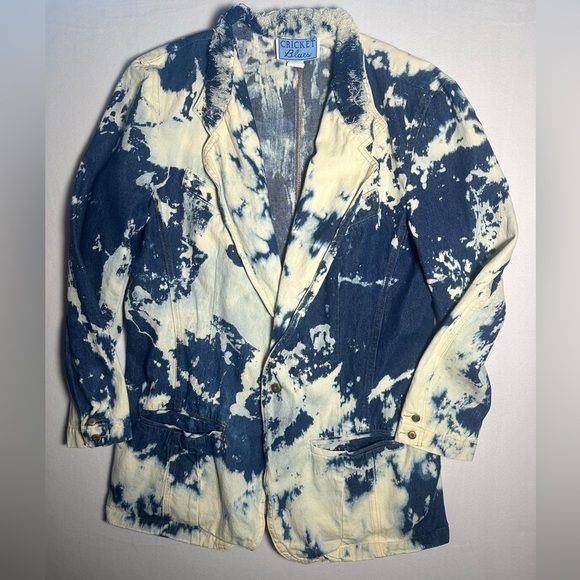 Cricket Blue Jackets & Blazers - Cricket Blues Vintage Deconstruct Western Blazer Large Bleach Wash Rodeo Denim